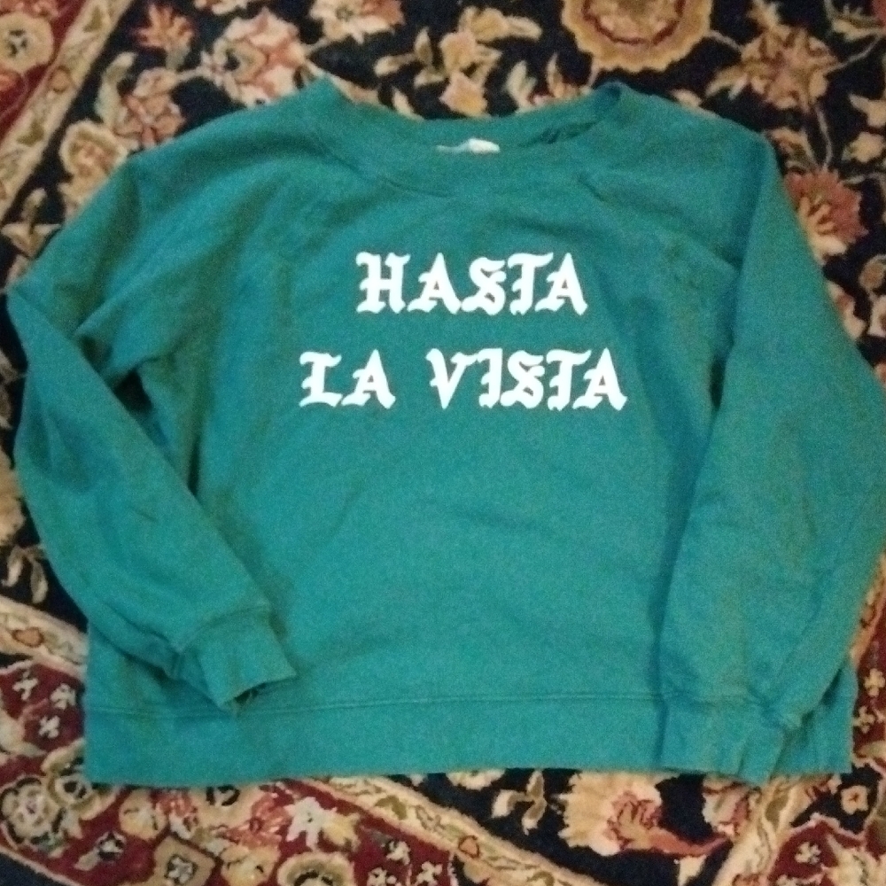 WILDFOX- Green "Hasta La Vista" Sweatshirt Size S